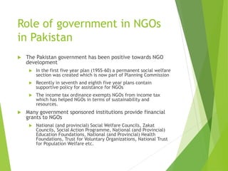 Role of charity and govt towards NGOs in pakistan | PPTX