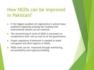 Role of charity and govt towards NGOs in pakistan | PPTX