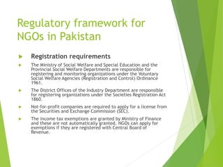 Role of charity and govt towards NGOs in pakistan | PPTX