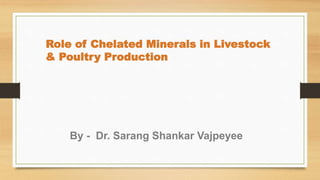 By - Dr. Sarang Shankar Vajpeyee
Role of Chelated Minerals in Livestock
& Poultry Production
 
