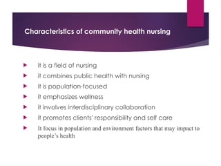Role of community health nurses - notes for students | PPTX