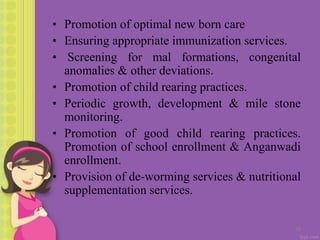 Role of community health nurse in maternal and child health care | PPT