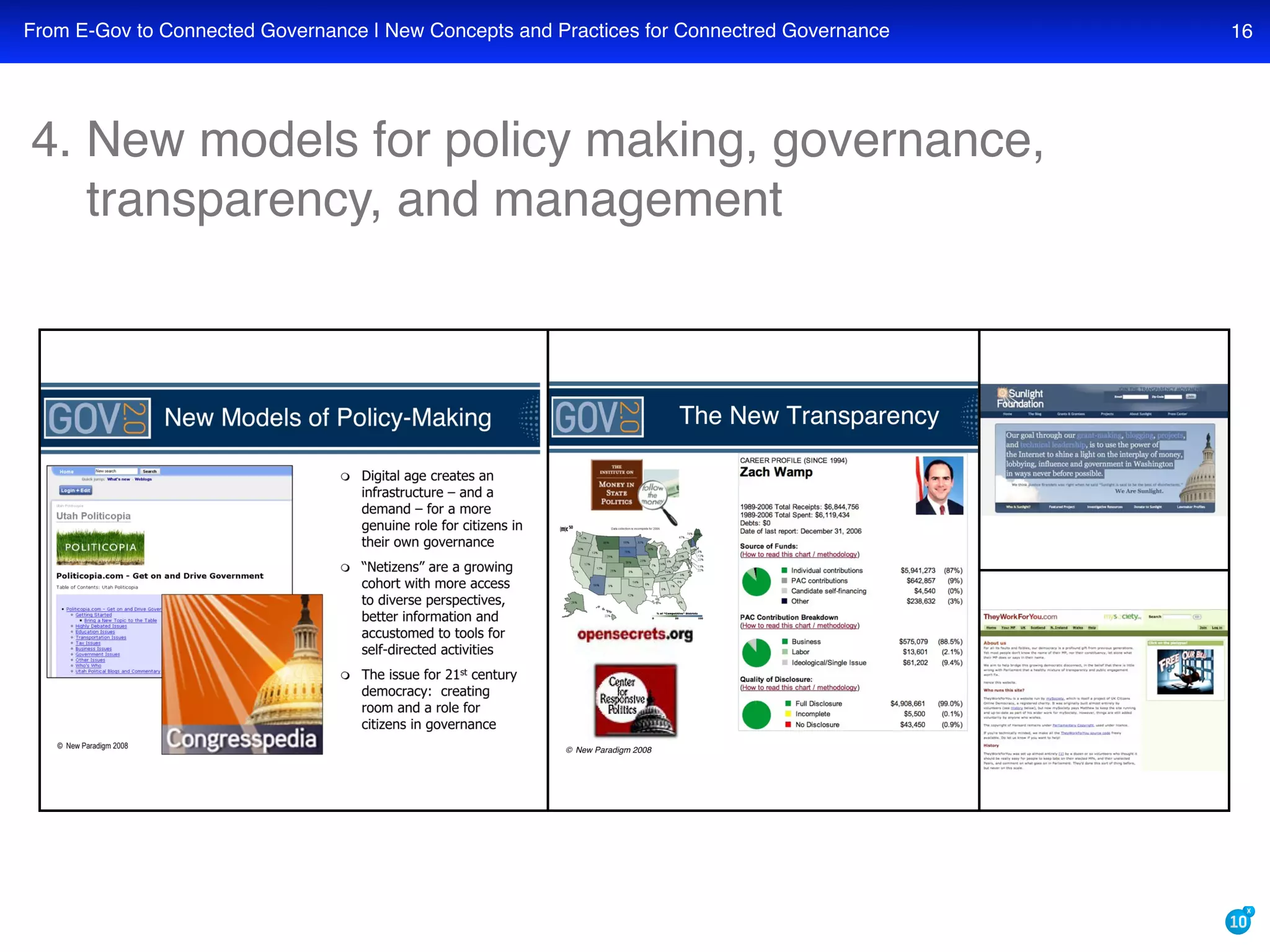 What is the role of cloud computing, web 2.0, and web 3.0 semantic technologies in the coming era of transparent, collaborative, connected e-governance?