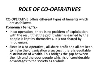 Role Of Co Operative
