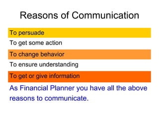 Role Of Communication In Financial Planning