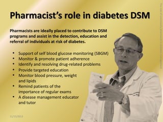 Role of community pharmacists in diabetes management | PDF