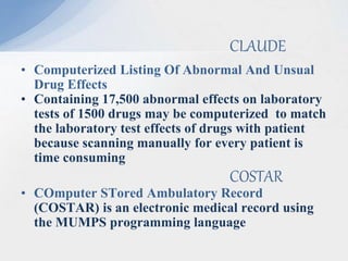 Role of computers in clinical pharmacy simi joju k. | PPTX