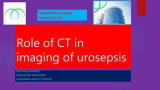 Role of CT in
imaging of urosepsis
DR/AHMED BAHNASSY
CONSULTANT RADIOLOGIST
ALEXANDRIA UROLOGY HOSPITAL
Alexandria Urology
Hospital AUH
 