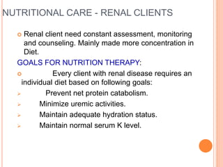 Role of diet and nutrition in prevention and treatment of renal failure ...