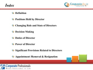 Role Of Directors Under Companies Act 2013