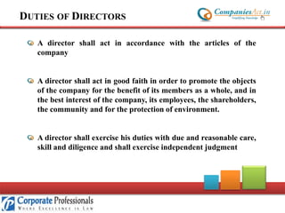 Role Of Directors Under Companies Act 2013
