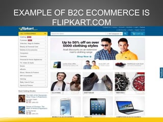 EXAMPLE OF B2C ECOMMERCE IS
FLIPKART.COM
 