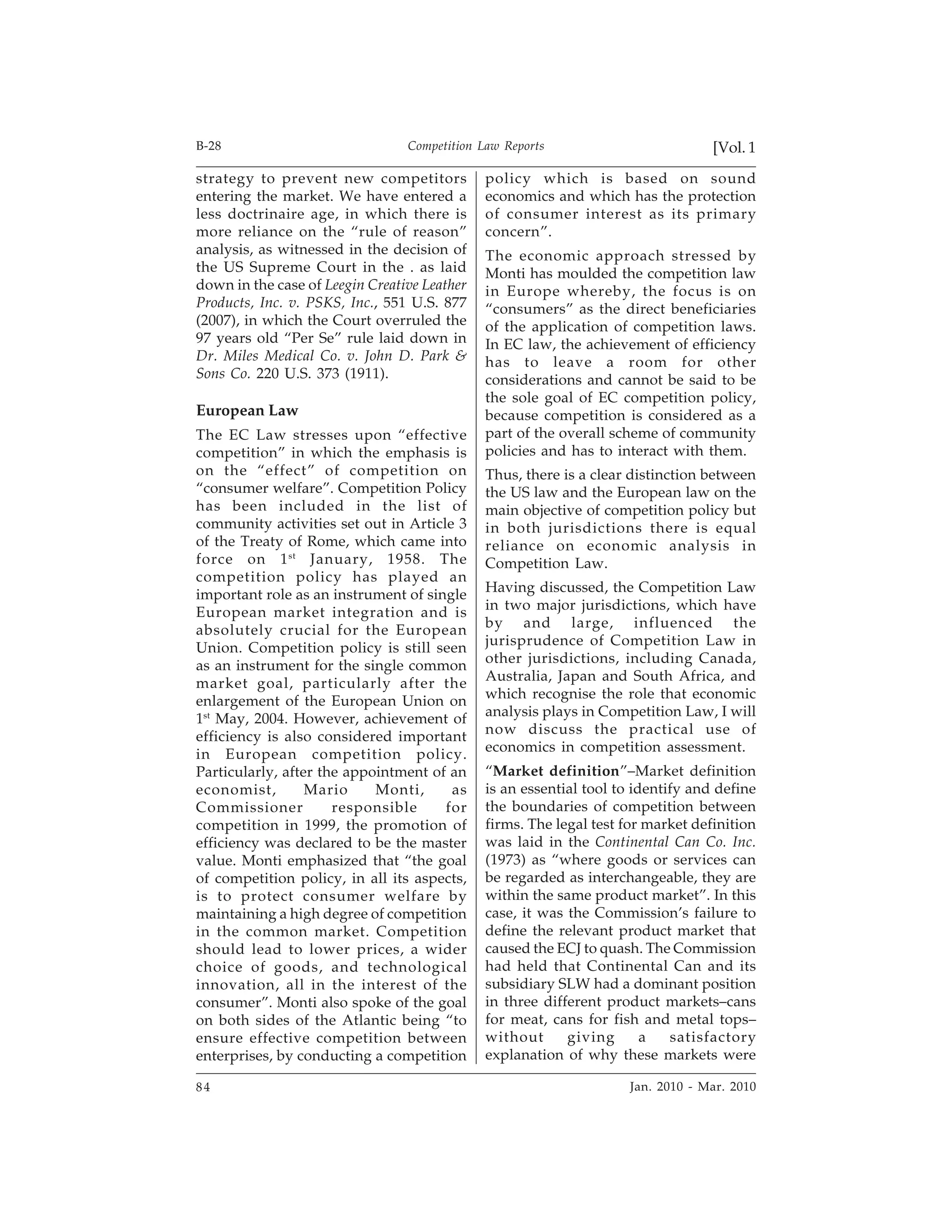 Role Of Economics In Competition Law | PDF