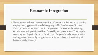 Role of entrepreneurship in the economic development | PPTX