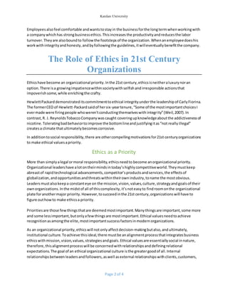Role of Ethics in Organization PDF