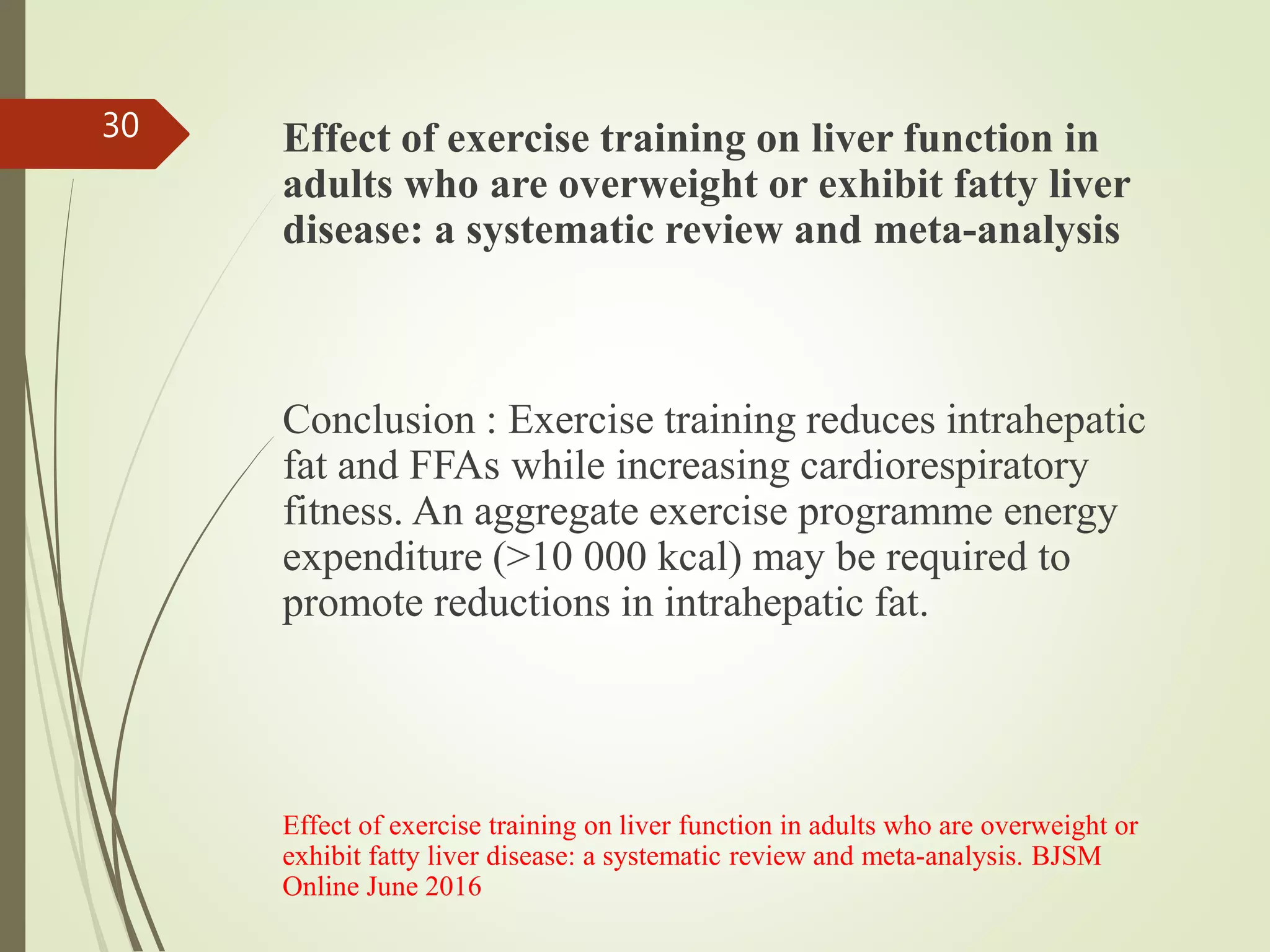Role of exercise in non alcoholic fatty liver disease | PPTX