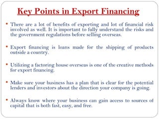 Role of exim bank in export financing | PPT