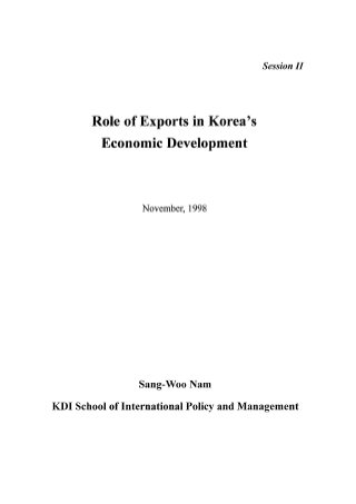 Role of Exports in Korea's Economic Development