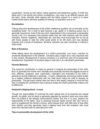 Role of family in personality development | DOCX