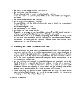 Role of family in personality development | DOCX
