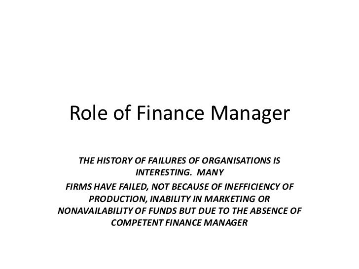 Role Of Financial Manager