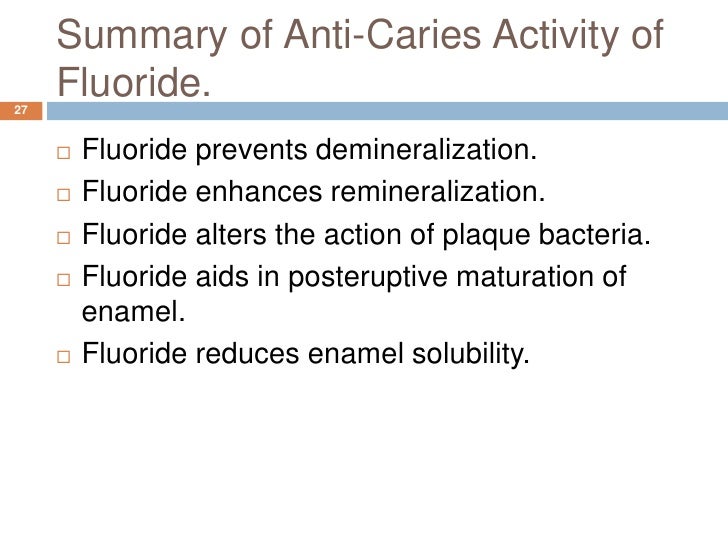 Role of fluoride in dental health