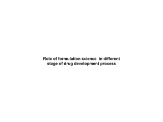 Role of formulation science in different
stage of drug development process
 