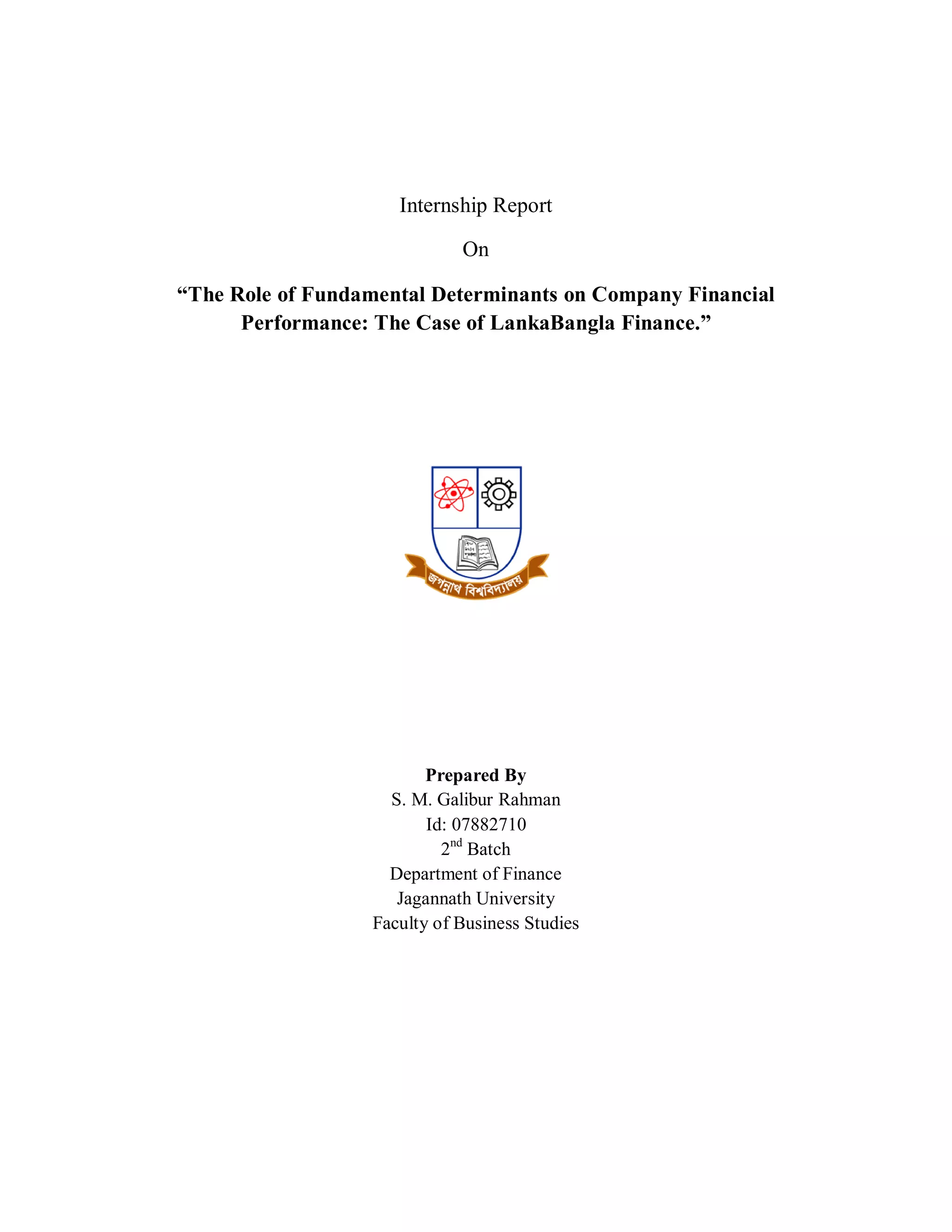Role of fundamental determinant on company financial performance the case  of lanka bangla finance | PDF