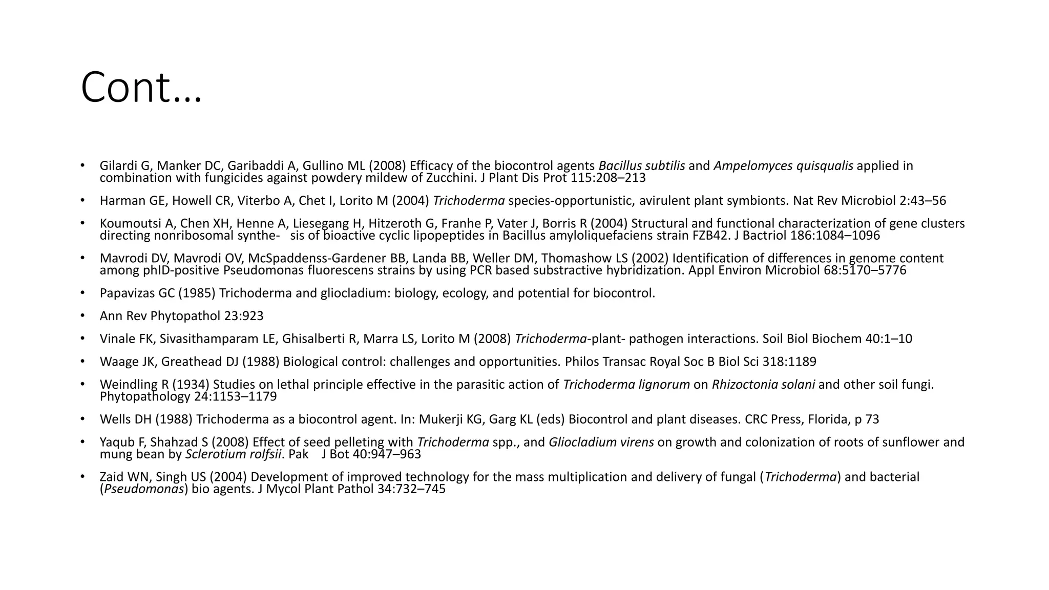 Role of fungi as biocontrol agents | PPTX