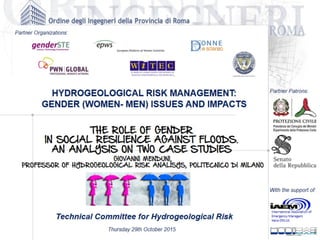 THE ROLE OF GENDER IN SOCIAL RESILIENCE AGAINST FLOODS.  AN ANALYSIS ON TWO CASE STUDIESRole of gender