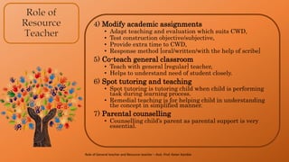 Role of general teacher and resource teacher | PPTX