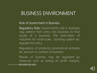 Role Of Government In Business Environment
