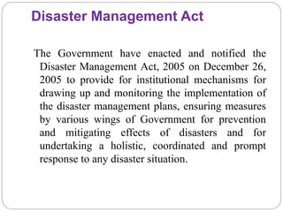 Role Of Government In Disaster Management At Central Tam 2013-20