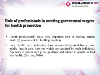 Role of government strategies in promoting health | PPT