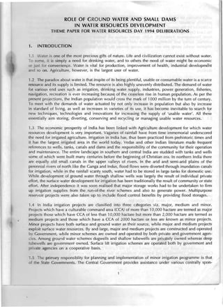Role of groundwater and small dams in water resources development Water ...
