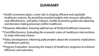 role of health economics sarita.pptxhealth care management | PPTX