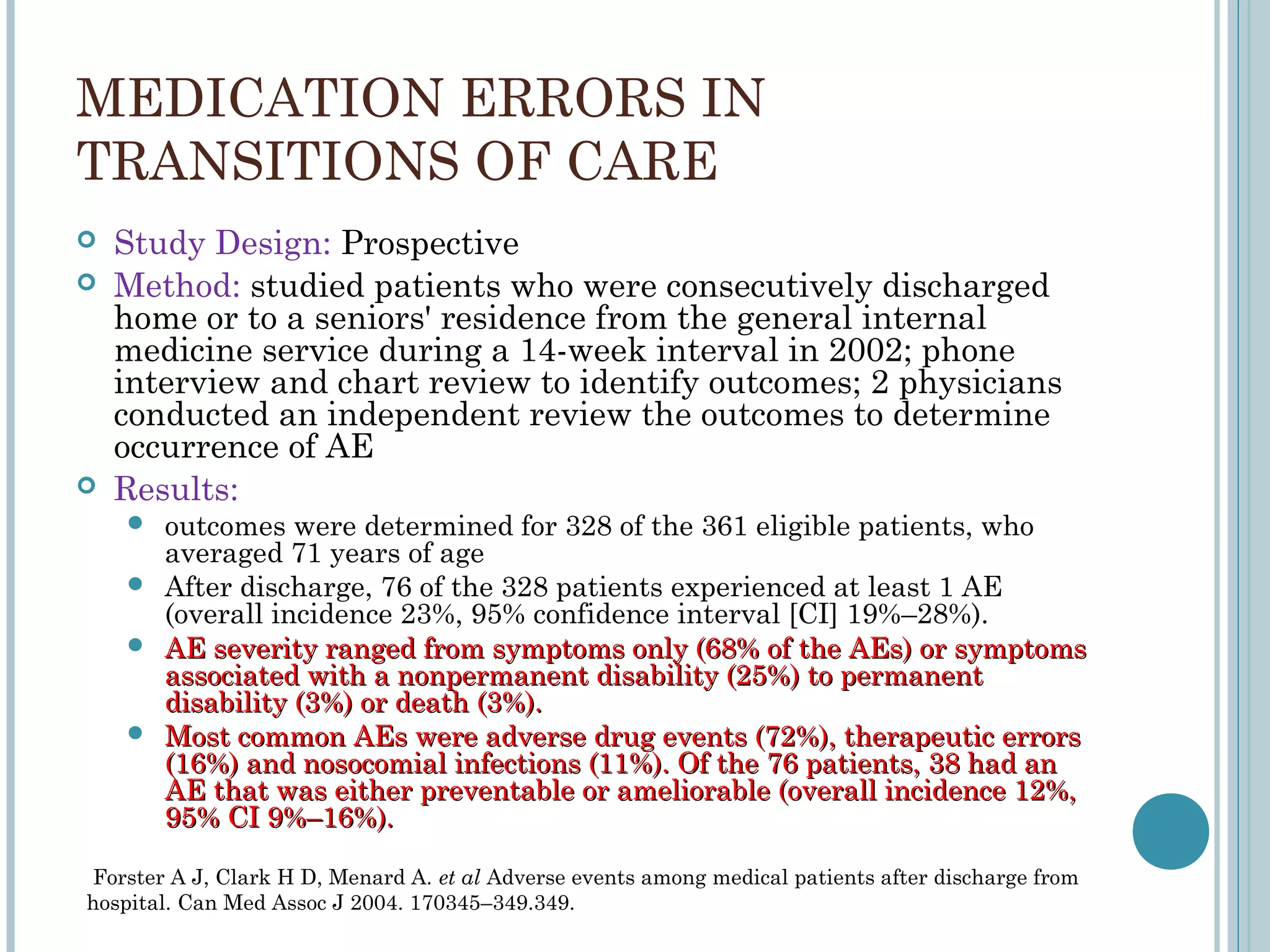 Role of hospital pharmacists in transitions of care | PPT