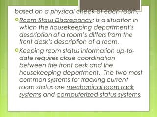 Room Discripancy Role of housekeeping | PPT
