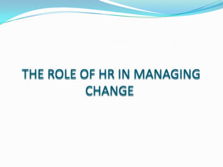 THE ROLE OF HR IN MANAGING
CHANGE

 