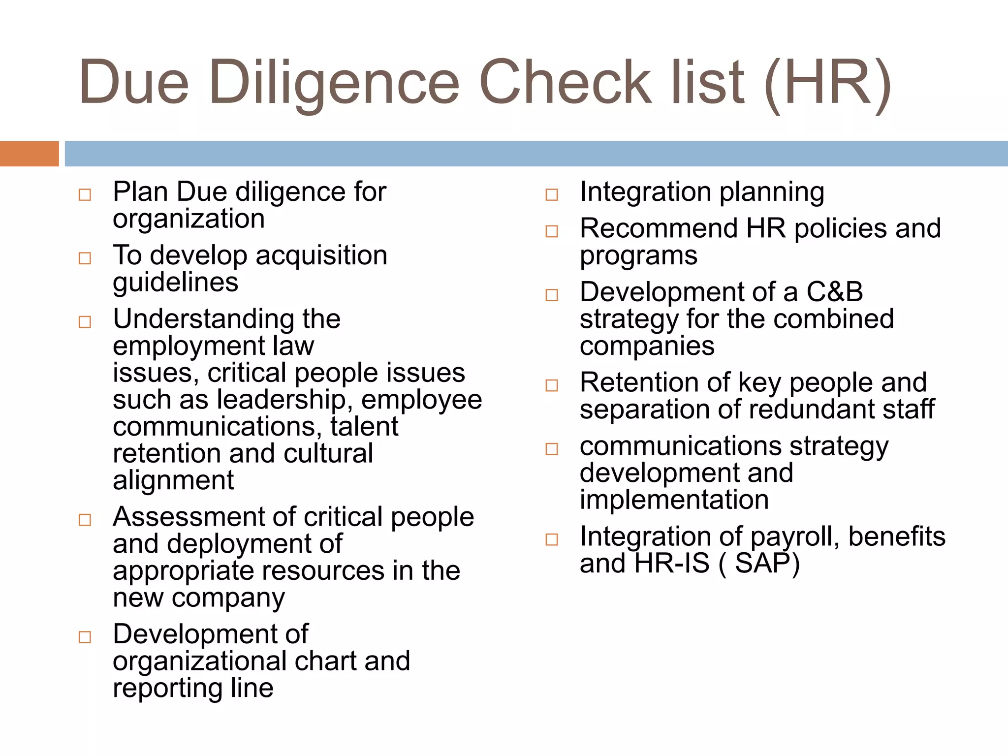 Role of hr in mergers and acquisitions | PPTX