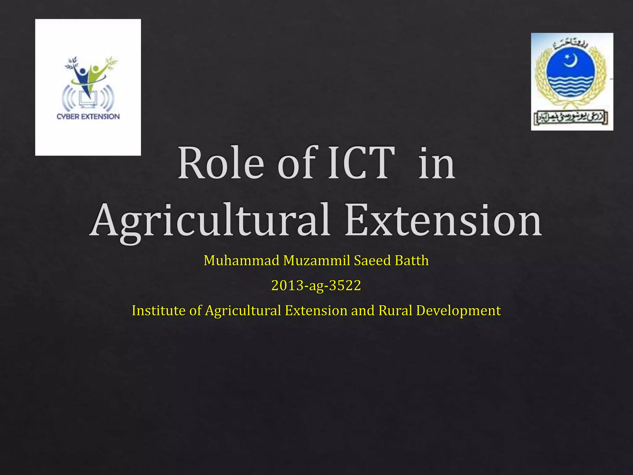 Role of icts in agri extension | PPTX