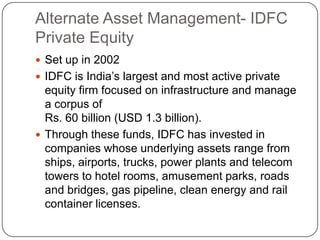 Industrial and Commercial Infrastructure4*4 Strategy of IDFC (Contd…)Delivery of four main productsProject Finance