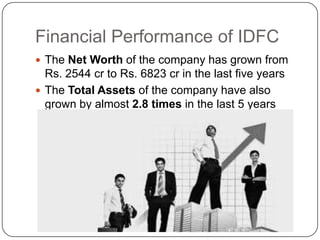Role of IDFCObjective : Providing and promoting private financing of Indian infrastructure.Products under Project Finance:Senior Debt Financing