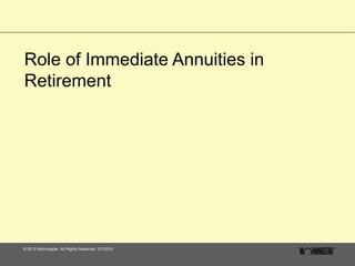 Role of Immediate Annuities in Retirement 