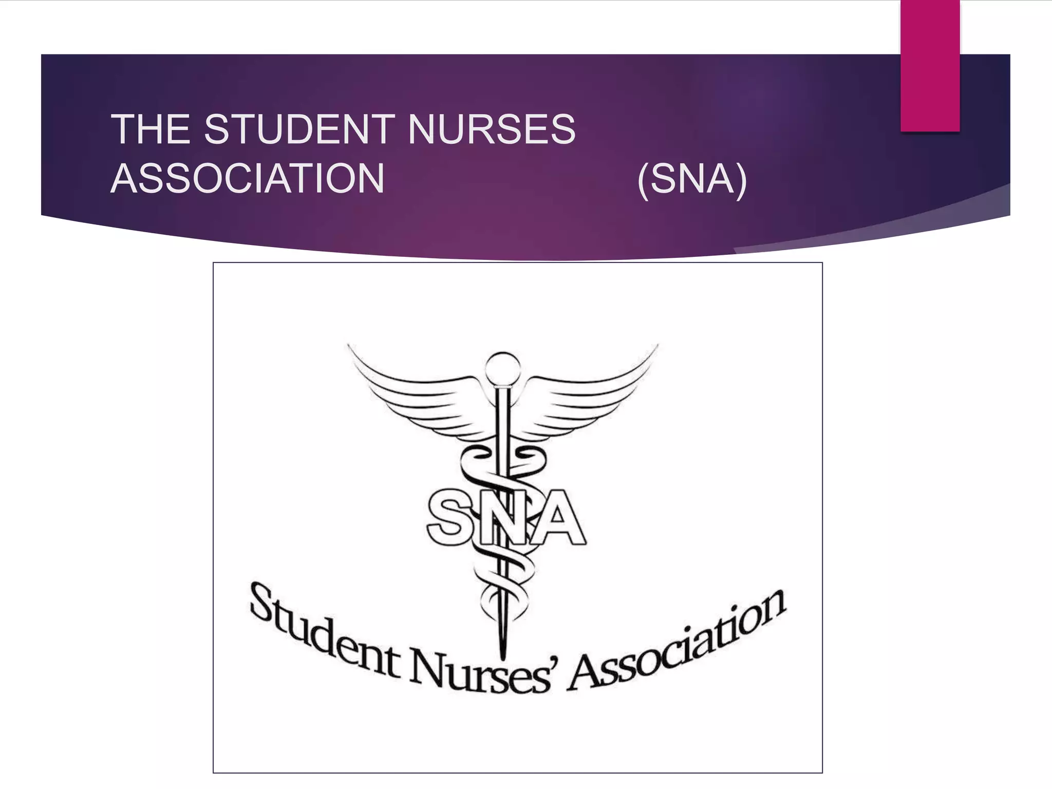 THE STUDENT NURSES
ASSOCIATION (SNA)
 