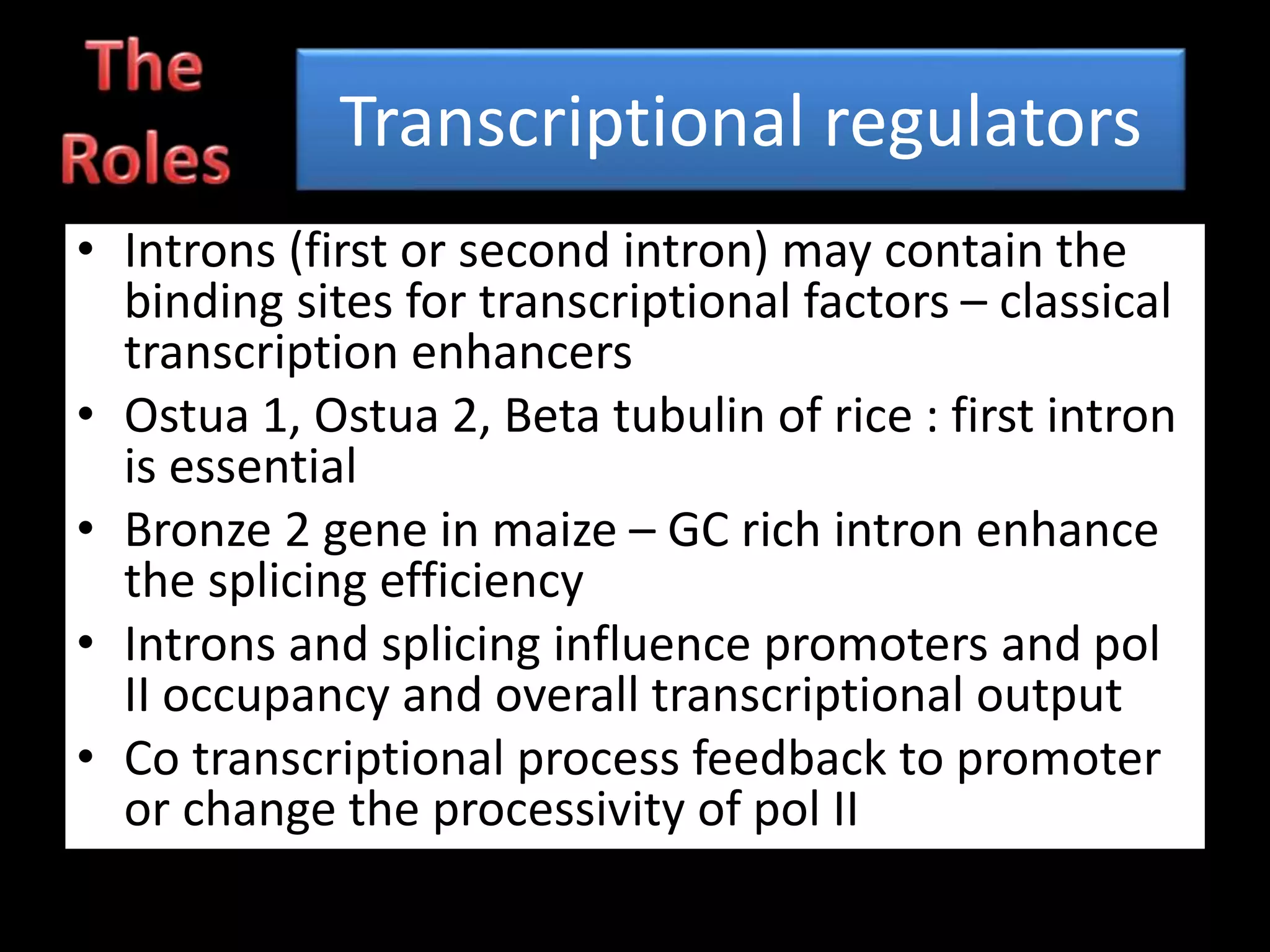 Role of introns in plants | PPTX