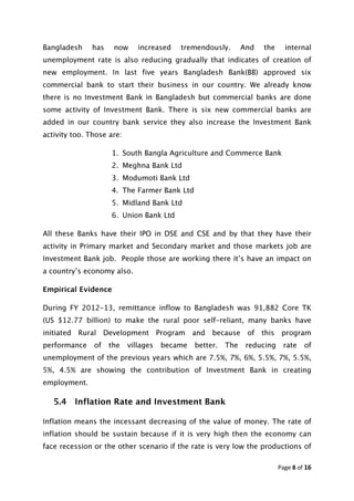 Role of investment bank in the economic development of bangladesh | PDF