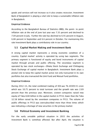 Role of investment bank in the economic development of bangladesh | PDF
