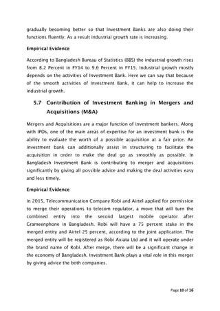 Role of investment bank in the economic development of bangladesh | PDF