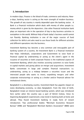 Role of investment bank in the economic development of bangladesh | PDF